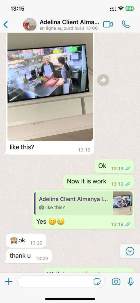 WhatsApp customer feedback chat screenshot 4 confirming stream stability